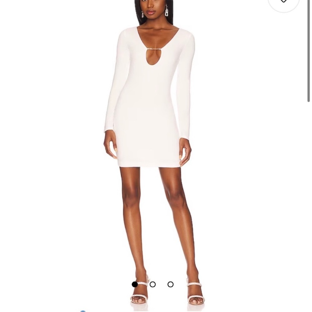 NWT Revolve NBD Miyuki Mini Dress in White Sz M Ling Sleeve Bodycon Bachelorette